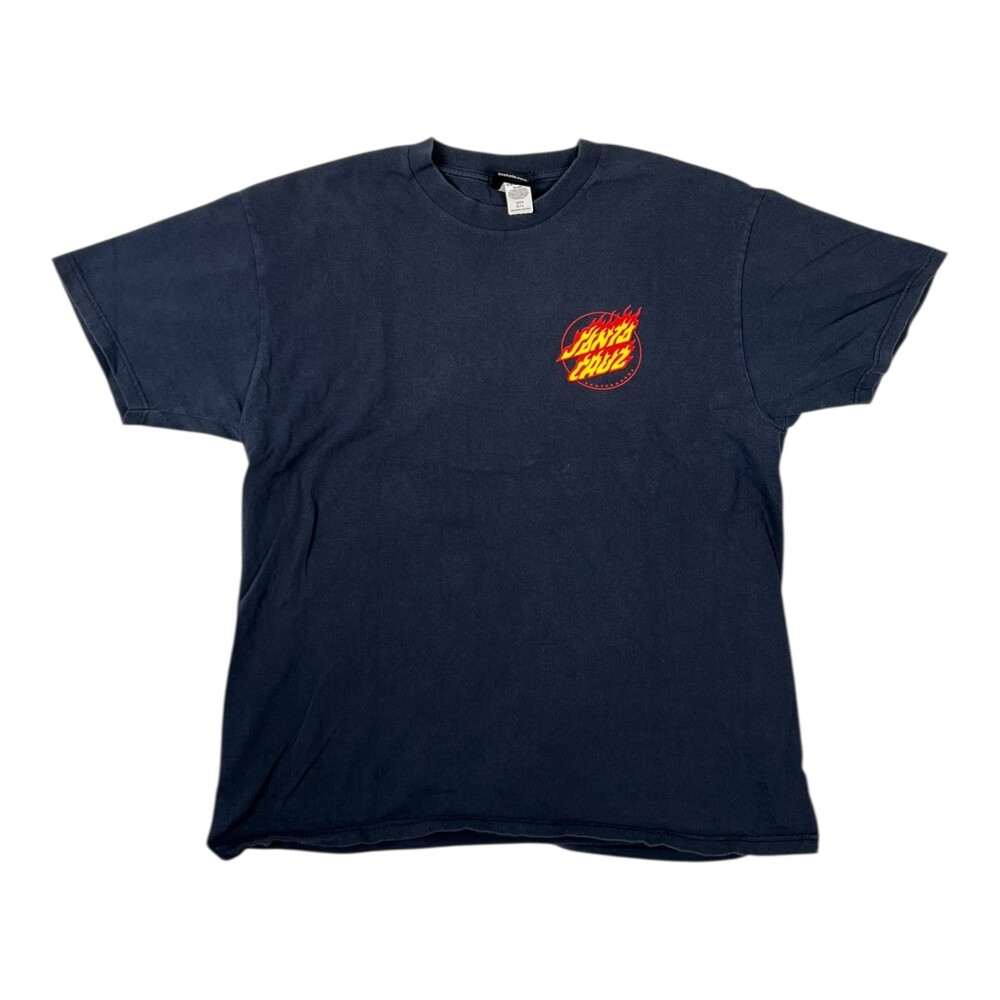 Vintage Santa Cruz Skateboard T-Shirt Size Large Blue OG Logo Faded 90s Y2K